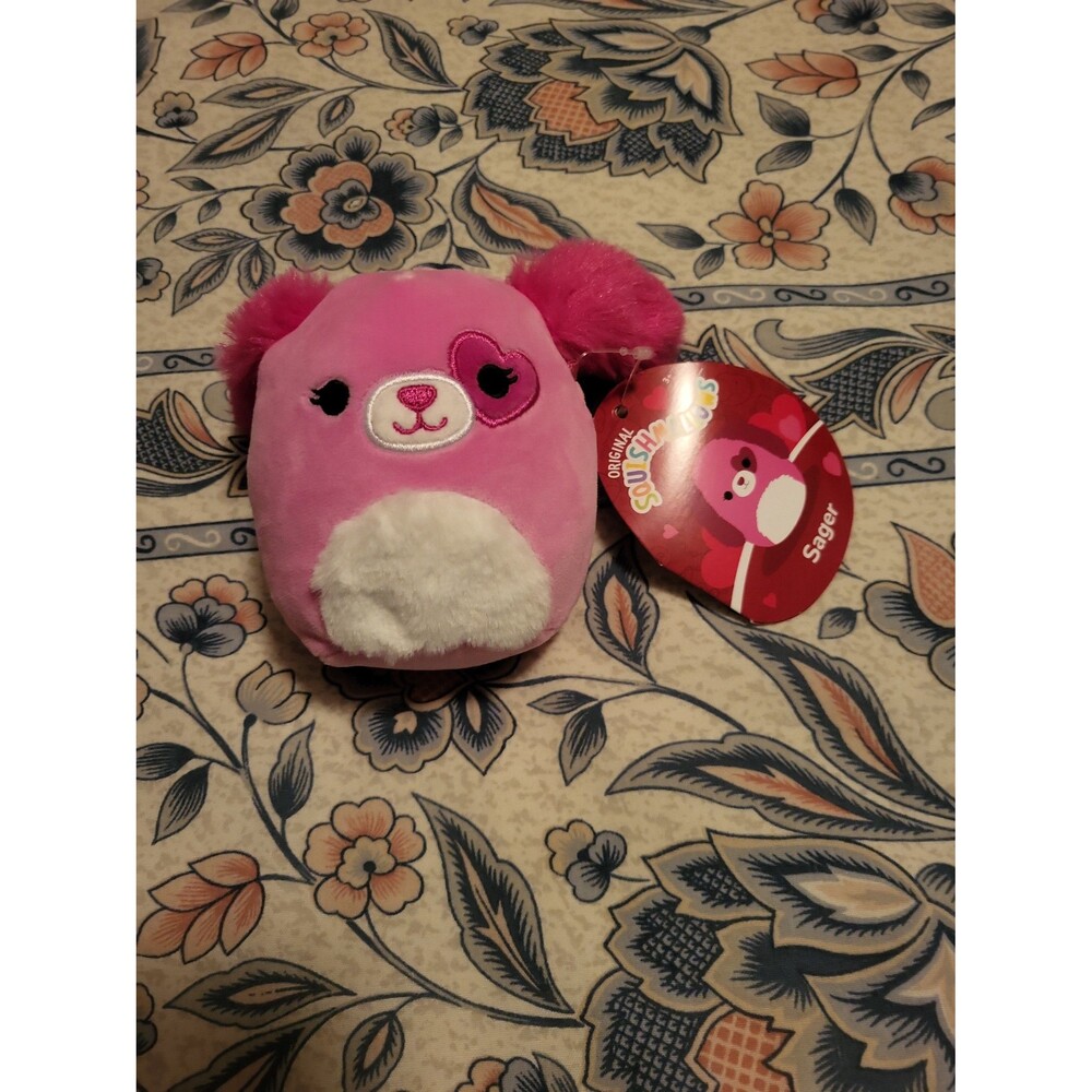 Squishmallows Sager Pink Heart Dog Plush Toy